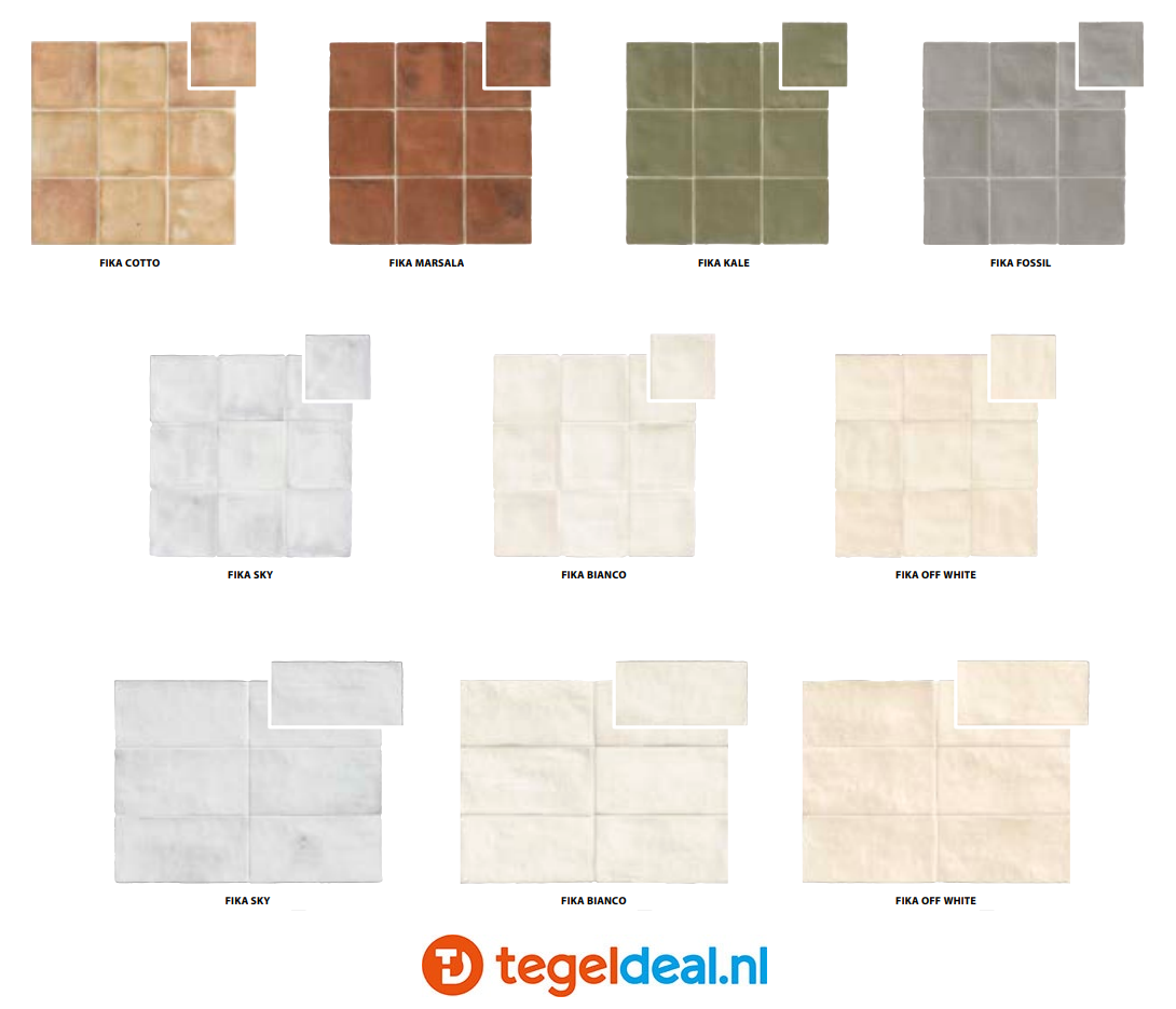 WDT Natucer Fika, 10x10 cm, 7 kleuren, mat WDT Natucer Fika, 10x10 cm, 7 kleuren, mat