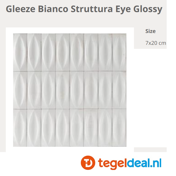 WDT Ragno Gleeze BIANCO struttura EYE 3D, 7,5x20 cm, R8HF