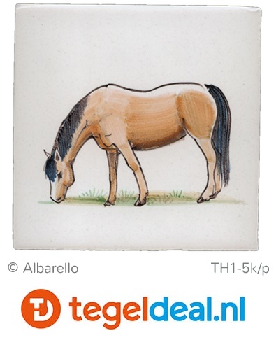 TH1-5k P Paard, meerkleurig, Boerderijdieren, 13 x 13 cm, handbeschilderd