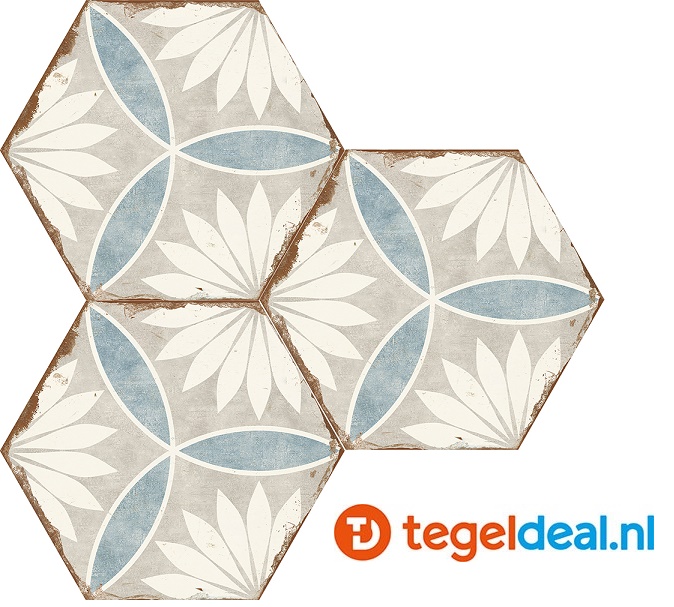 Nanda Tiles, Bohemia MARGARITA, 21x25 cm, hexagon patroontegels