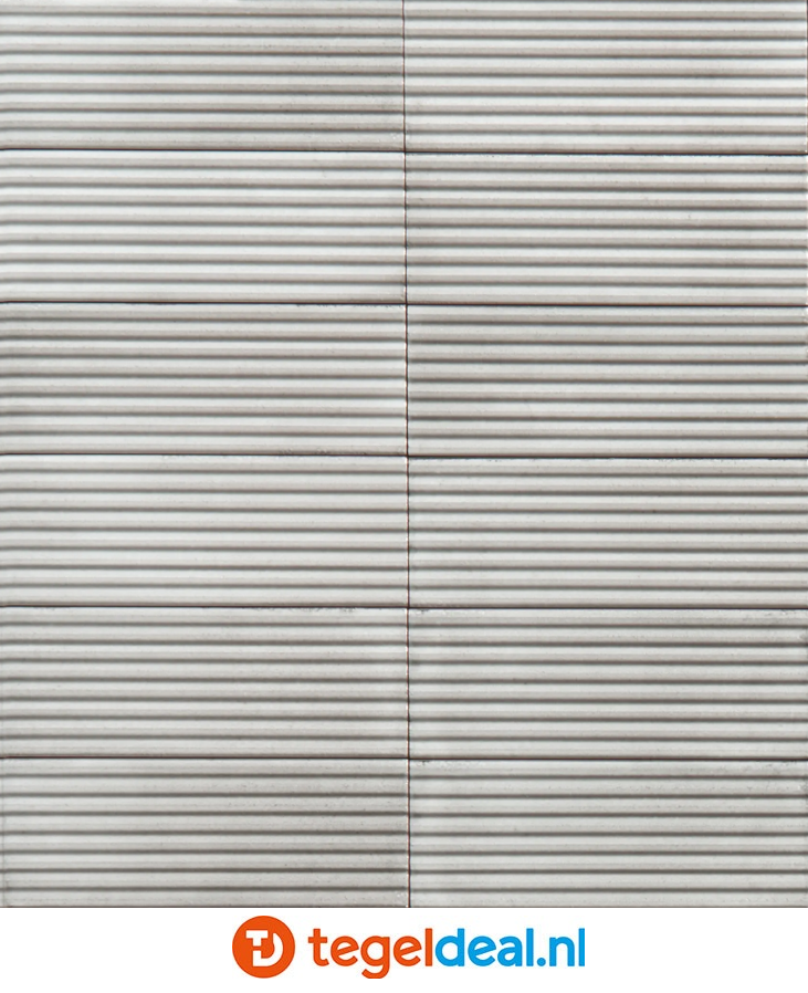 Marazzi Rice GRIGIO, 7,5x20 cm Pleat 3D, M96K, reliëf handvorm wandtegels