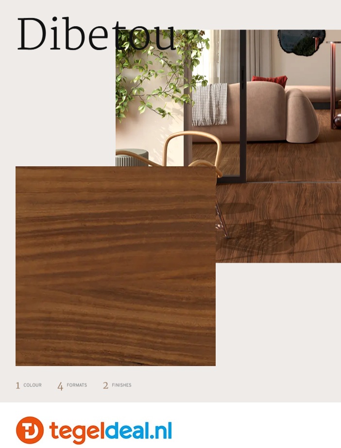 Revigres, Brown Oak, Gold Oak, Pine Wood en Dibetou, houtlook tegels 