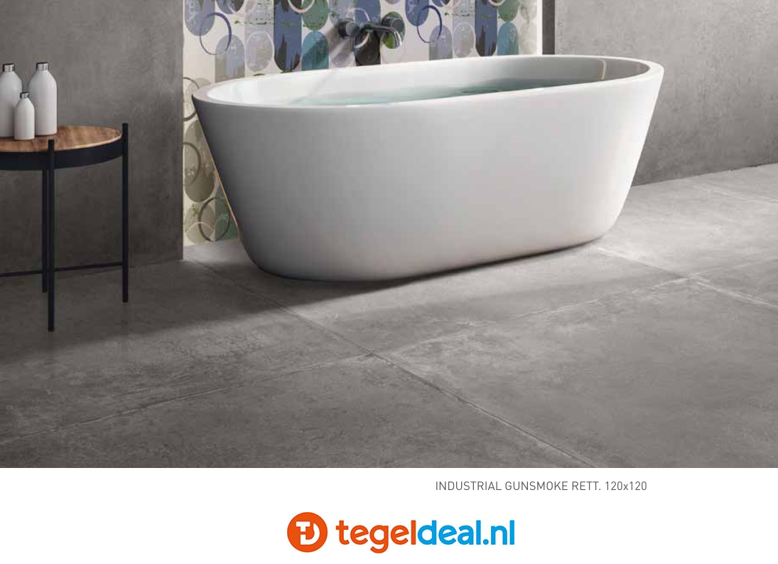 SIL Ceramiche, Industrial GUNSMOKE, 90x90 cm GRIP, betonlook tegels