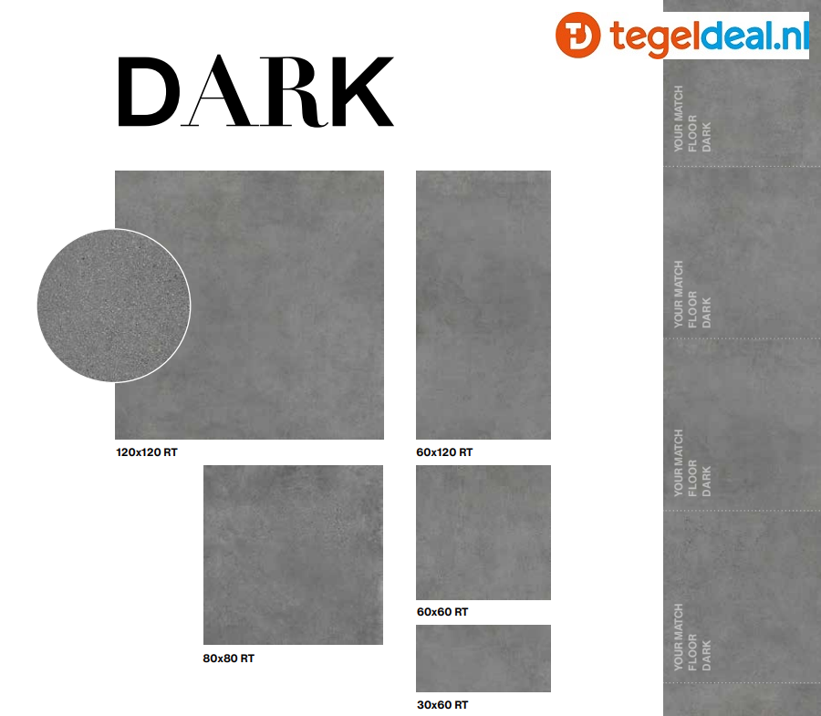 VLT Supergres Your Match DARK, 30x60 cm, MDK3 cementlook tegels