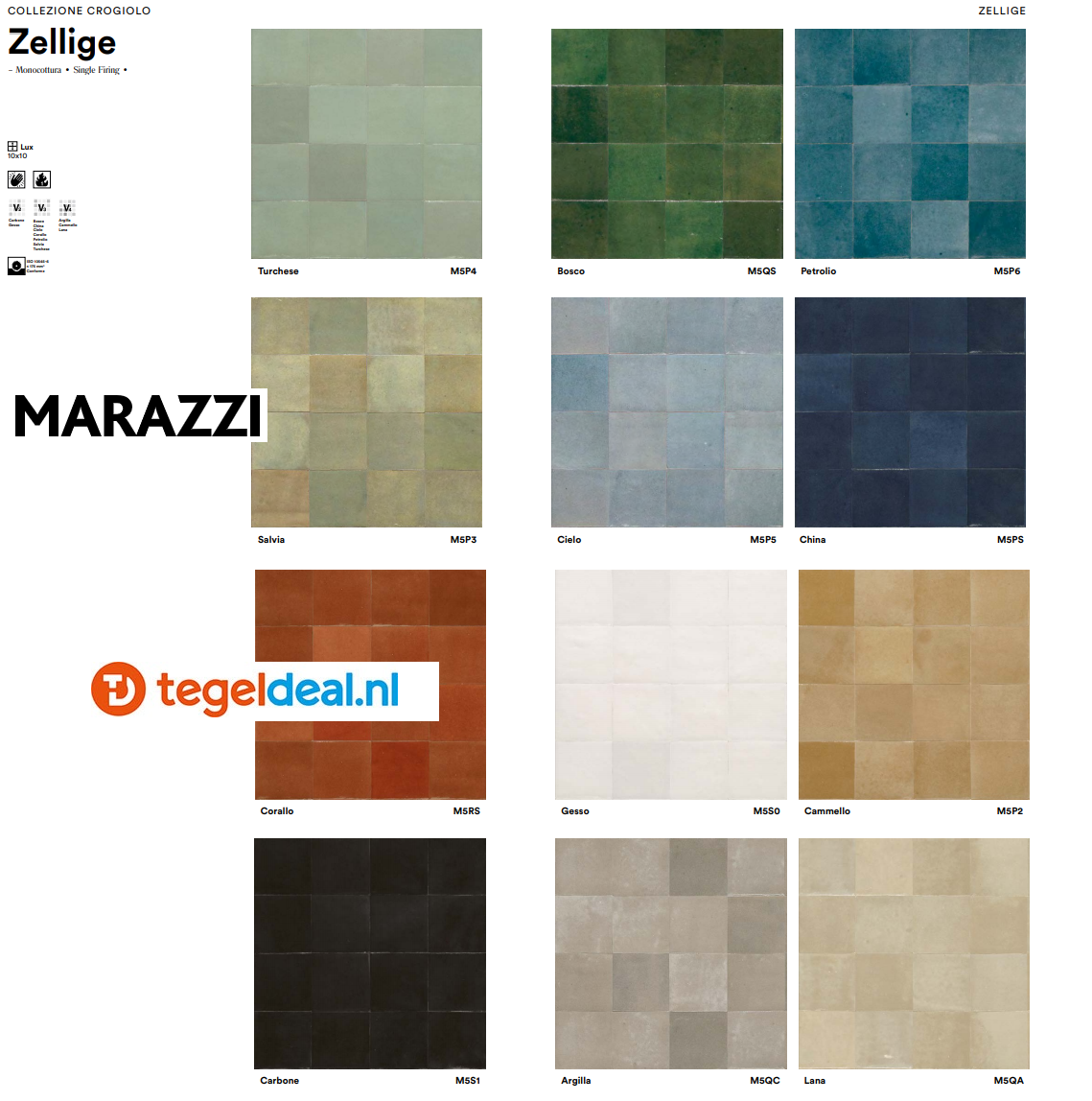 Marazzi Zellige CARBONE, M5S1, 10x10 cm 