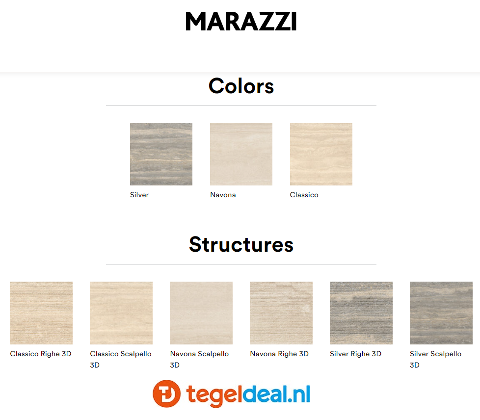 Marazzi, Mystone Travertino, travertinlook tegels - 3 kleuren - 4 formaten 