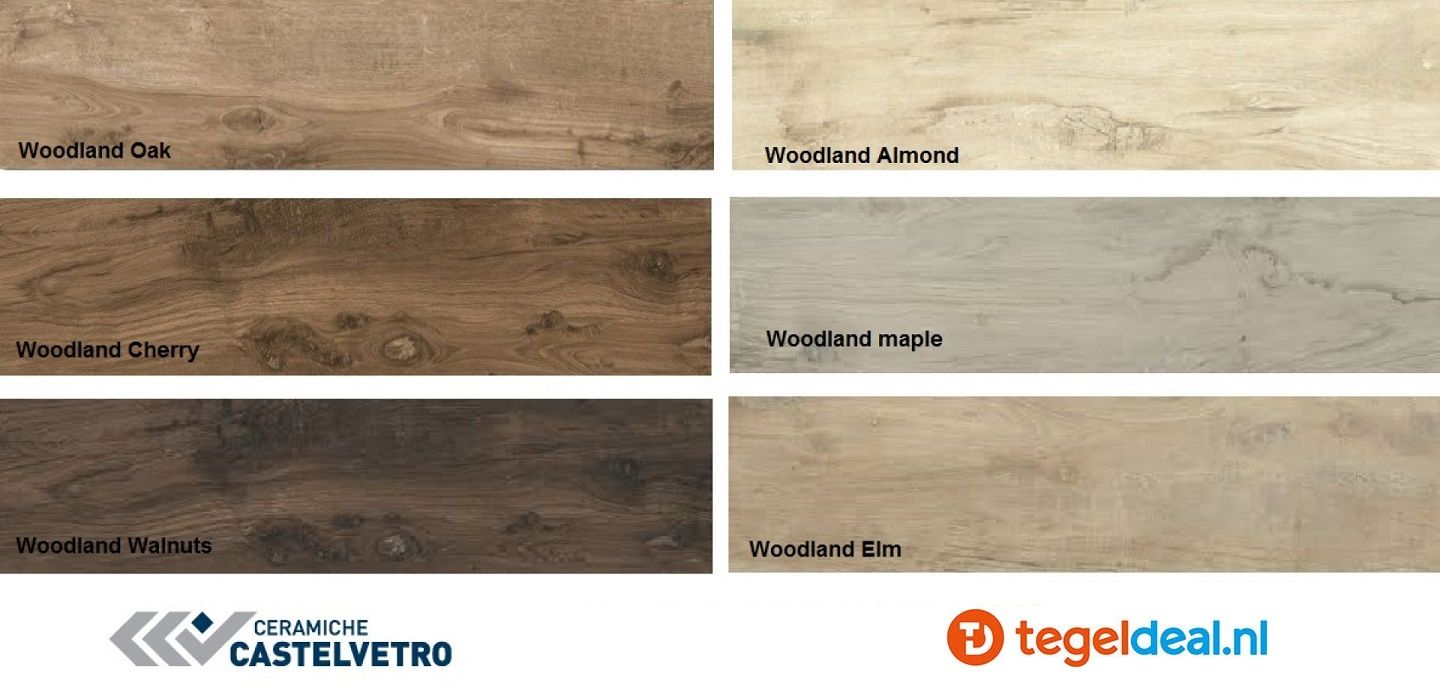 Castelvetro, Woodland OAK, 26x160 cm, houtlook tegels - € 47,50 per m2