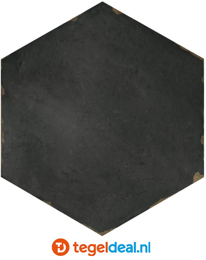 VLT en WDT Nanda Tiles, Capri SORRENTINE NERO, 14x16 cm, hexagon