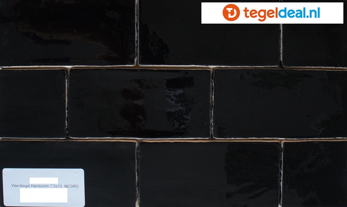 Equipe, Masia NEGRO, 7,5x15 cm, handvorm wandtegels OP VOORRAAD