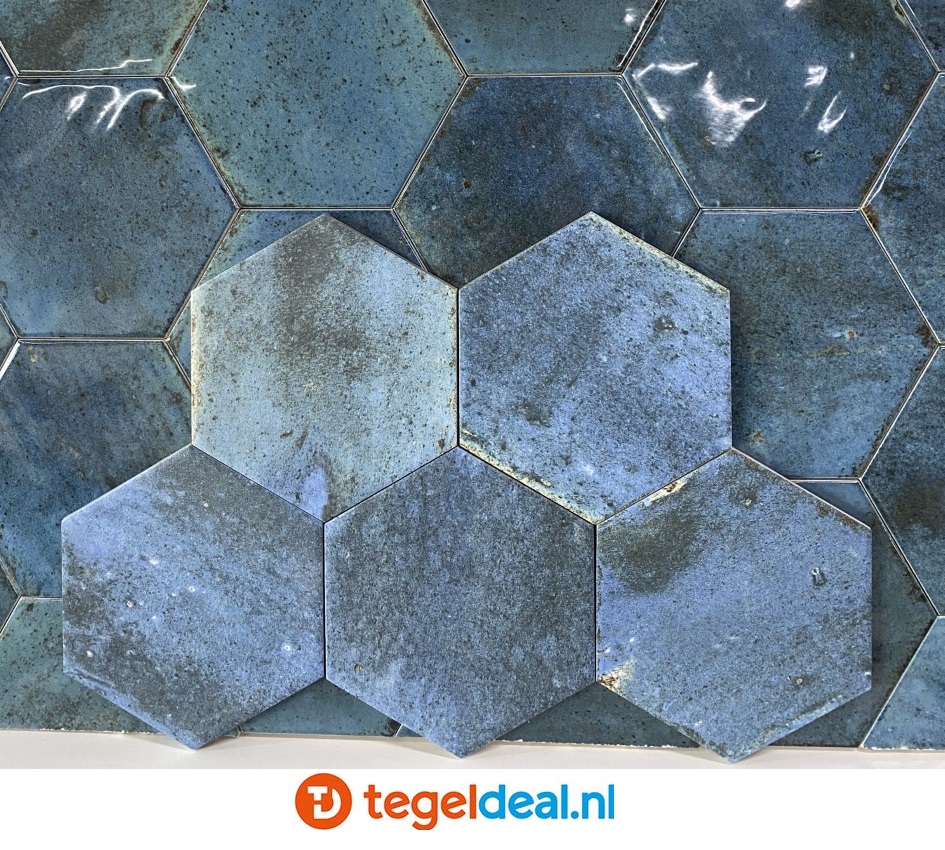 Ribesalbes Hope BLUE mat, 15x17,3 cm hexagon tegels