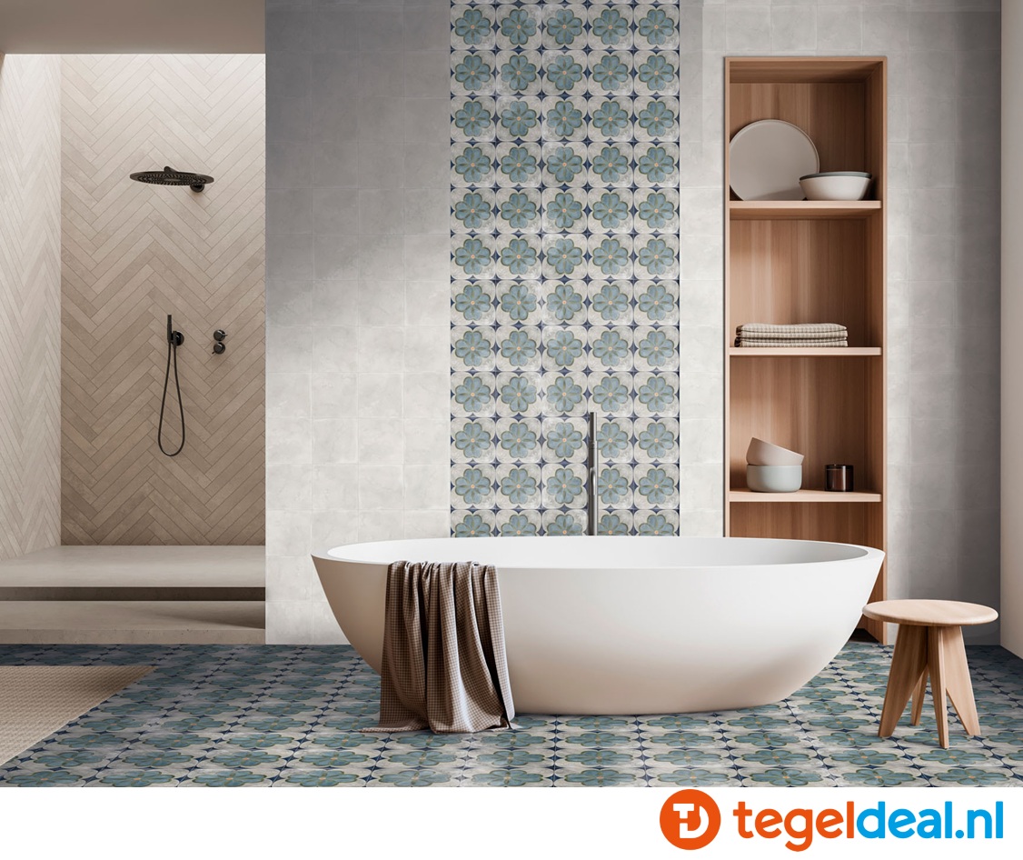 Nanda Tiles, Veranda, 15x15 cm, vintage patroontegels voor vloer en wand 