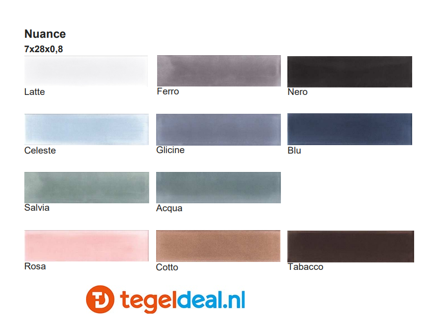 Tonalite, Nuance, 7x28 cm, vloer- en wandtegels Tonalite, Nuance, 7x28 cm, vloer- en wandtegels