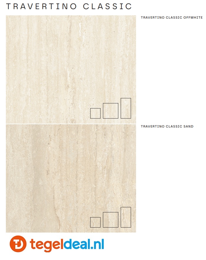Revigres, Travertino Classic, travertin-look tegels voor vloer en wand 