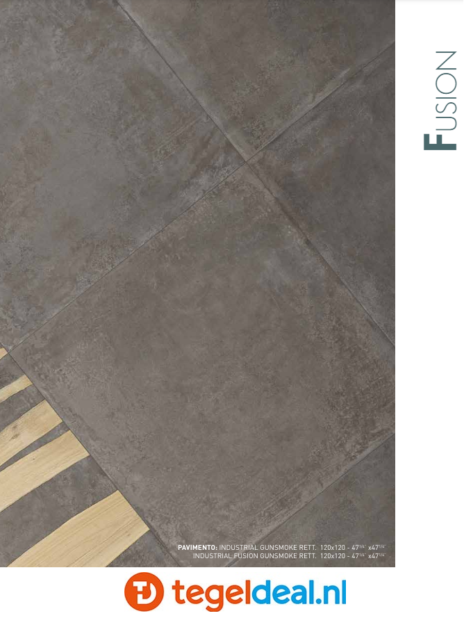 SIL Ceramiche, Industrial FUSION GUNSMOKE, 120x120 cm, beton- houtlook tegels
