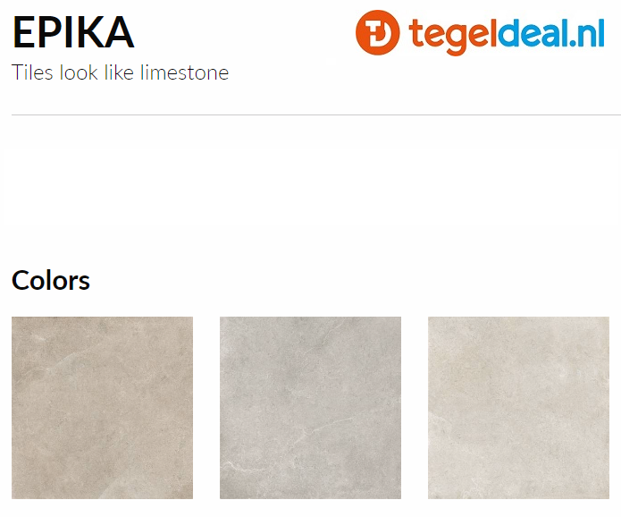 VLT Supergres Epika Pearl, 60x60 cm, KPE6, natuursteenlook tegels