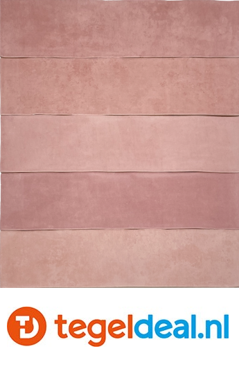Revoir Paris, Atelier Vieux Rose, 6,2x25 cm mat, handvorm wandtegels Revoir Paris, Atelier Vieux Rose, 6,2x25 cm mat, handvorm wandtegels