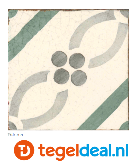 Nanda Tiles, Villa Remi, 15x15 cm, vintage patroontegels voor vloer en wand 
