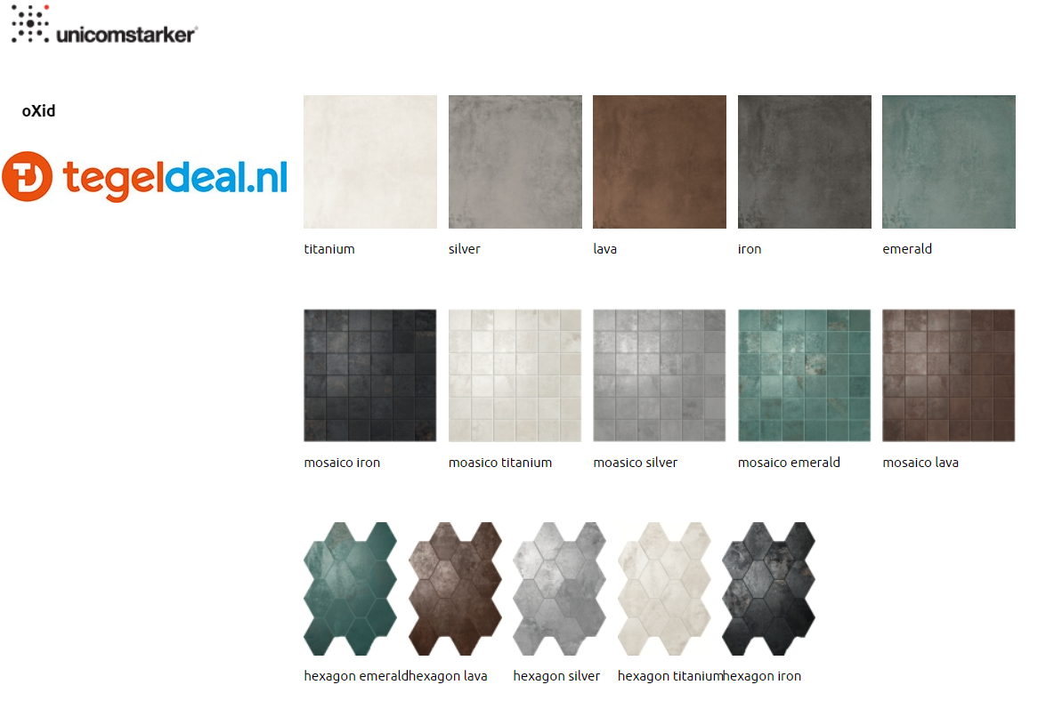 Unicom Starker, oXid, metaallook tegels 