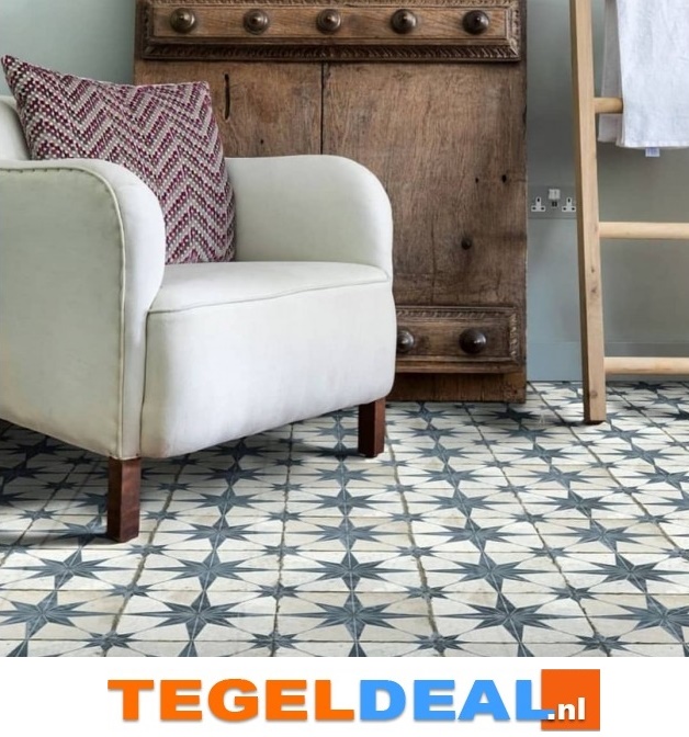 Peronda, Fs Star Blue, 45x45 cm, vintage patroontegels