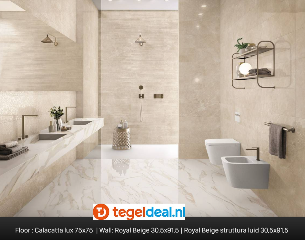 VLT Supergres Purity of Marble, Royal Beige Lux, 75 x 150 cm