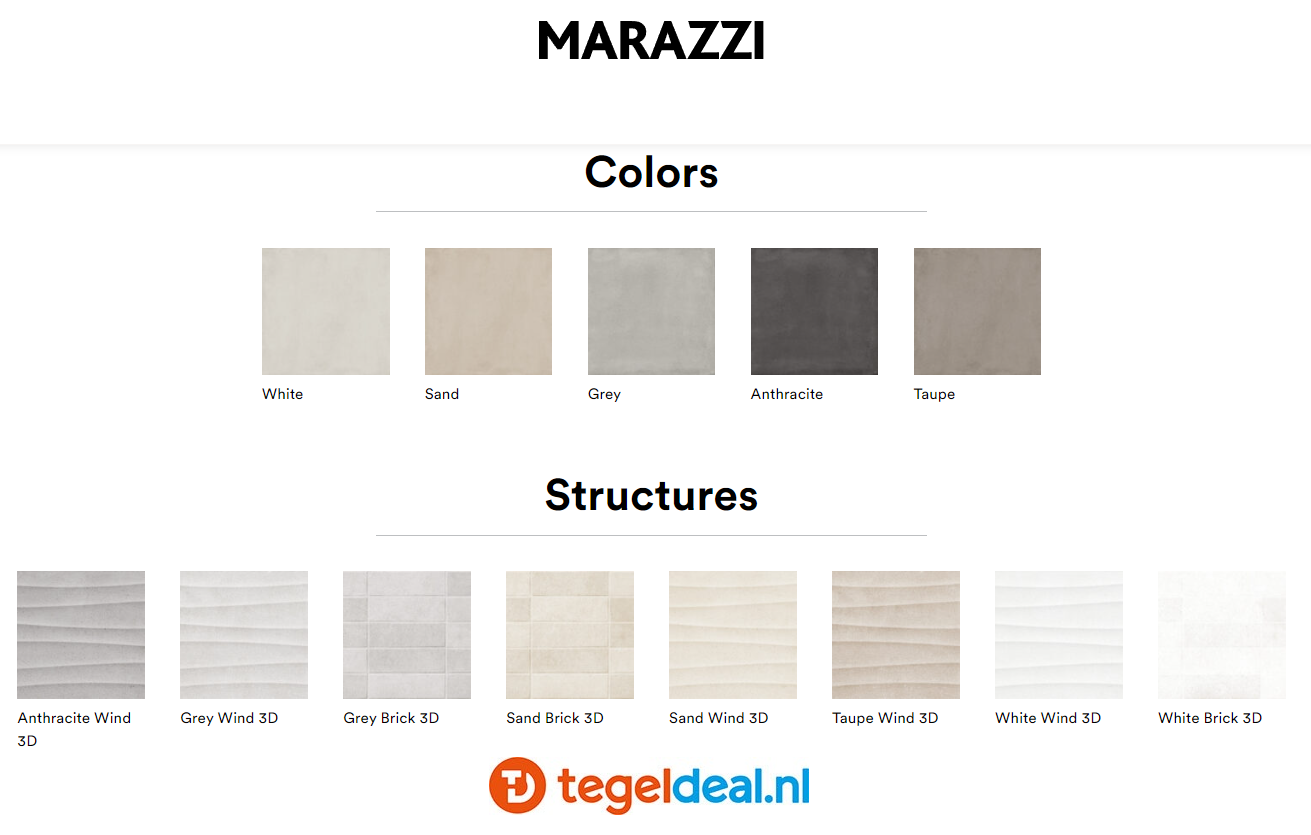 Marazzi Appeal, betonlook tegels - 5 kleuren - 7 formaten