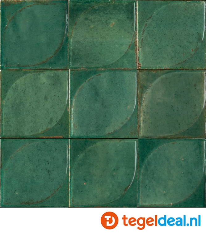 Marazzi Lume GREEN, 10x10 cm 3D Dew, MQ88, wandtegels met reliëf