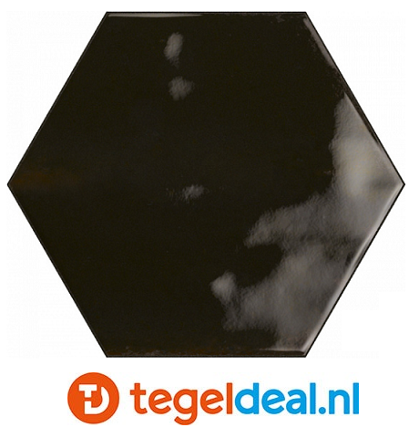 Ribesalbes Hope NERO GRAPHITO glans, 15x17,3 cm hexagon wandtegels