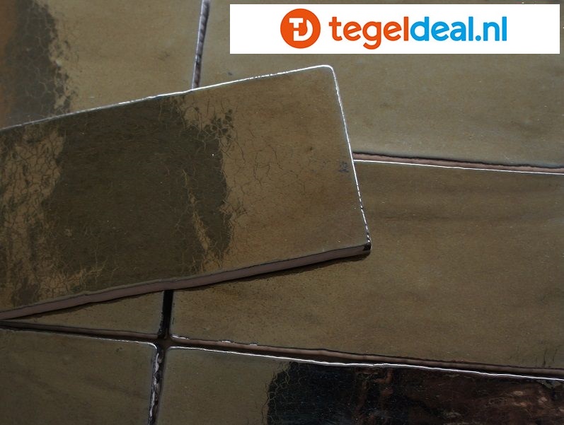 Handvorm wandtegels DARK GOLD, 7,5x15 cm - OP VOORRAAD