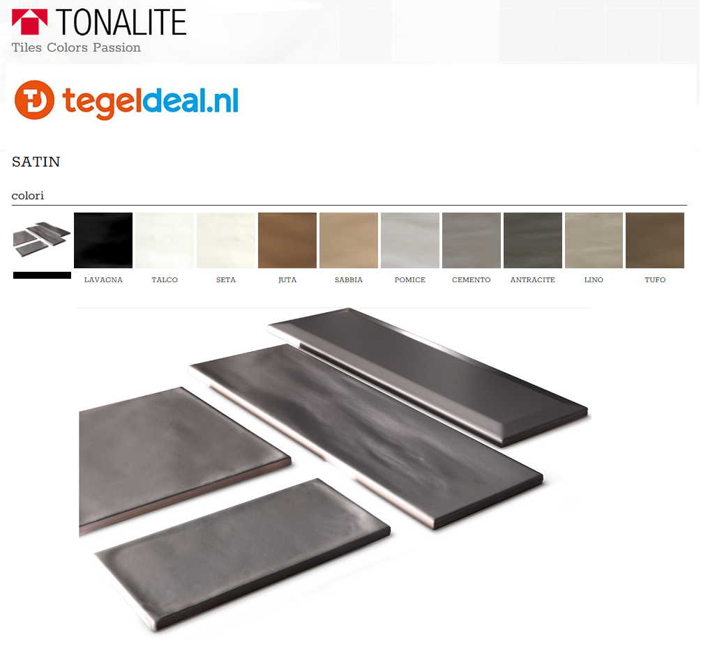 Tonalite, Satin, 10 kleuren en 4 formaten, wandtegels