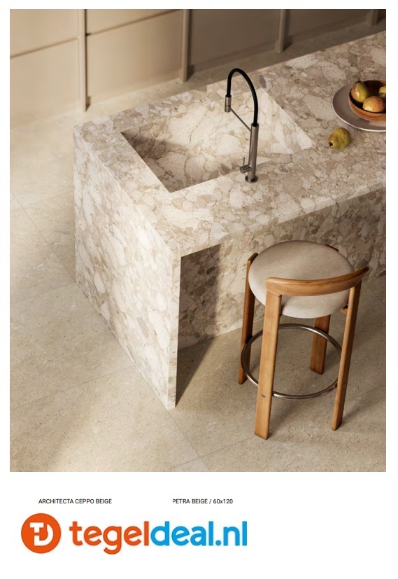 ASCOT, Architecta PETRA BEIGE, 120x120 cm, art. A2ARC00420MS, natuursteenlook tegels  