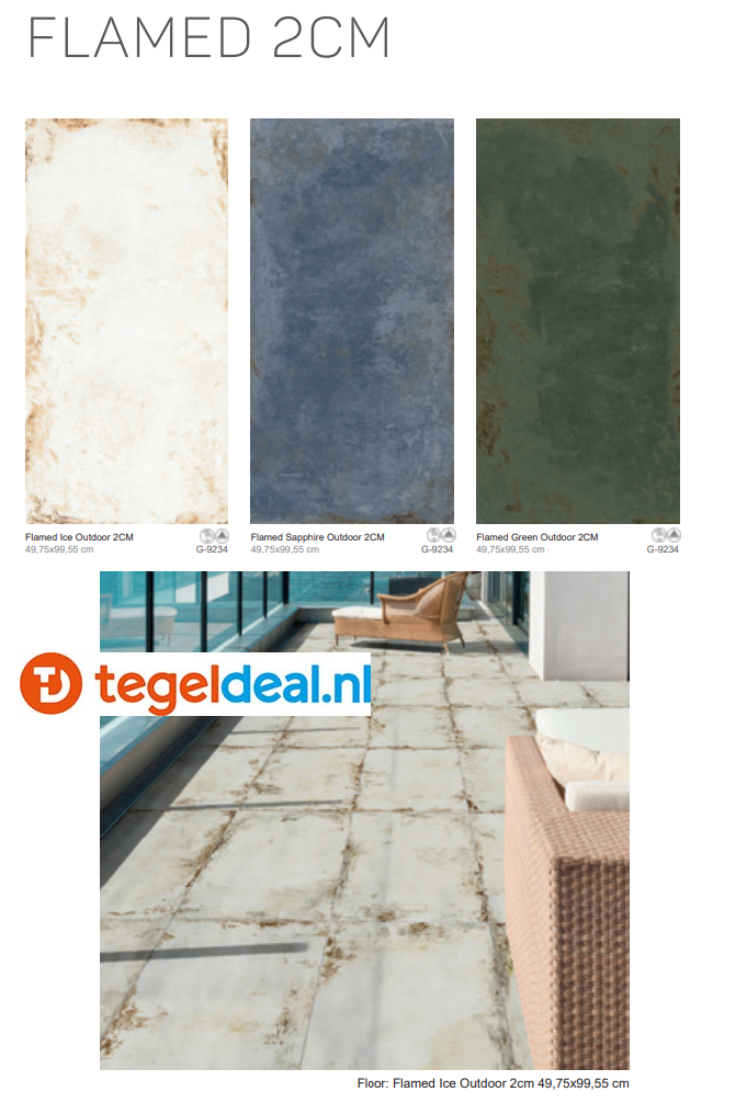 Aparici Flamed SAPPHIRE, 50x100x2 cm, metaallook terrastegels