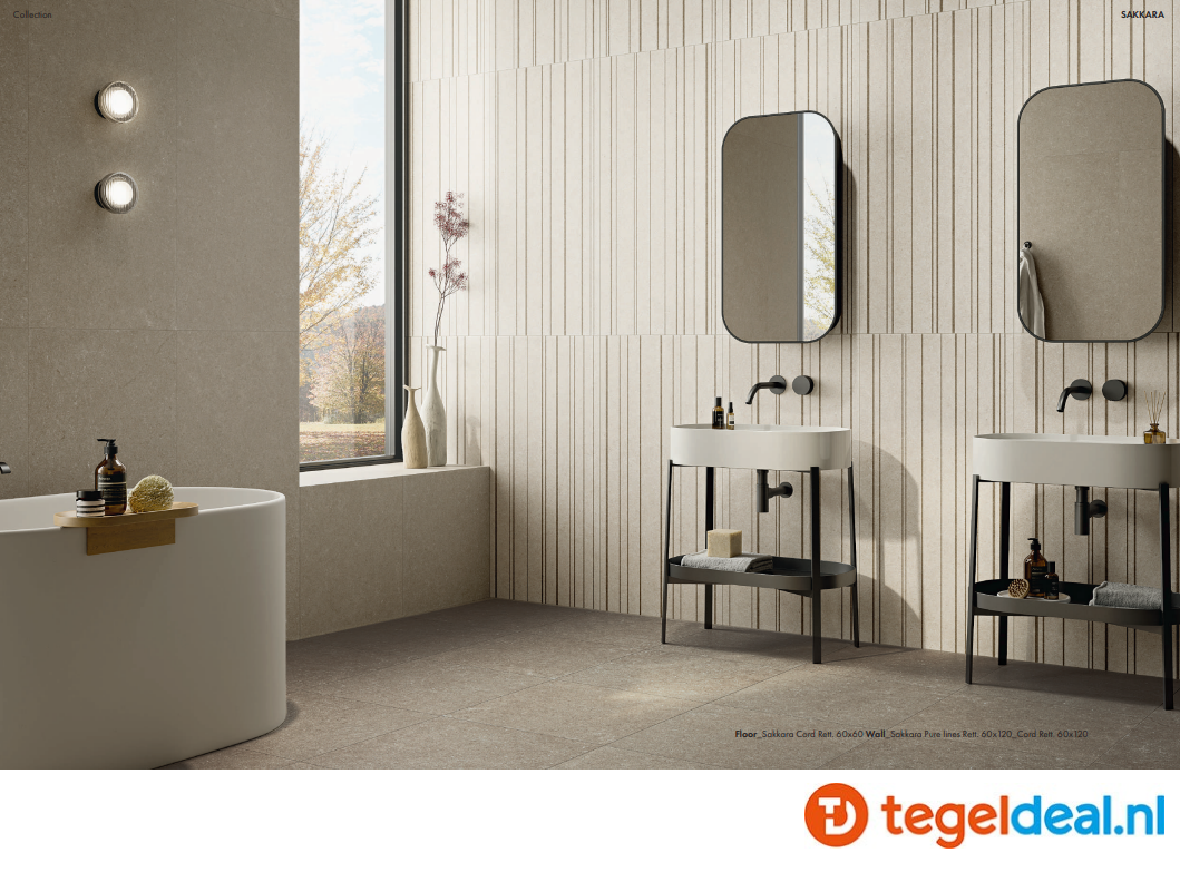 SIL Ceramiche, Sakkara PURE, Lines 60x120 cm Natural, natuursteenlook wandtegels - €42,50/m2 