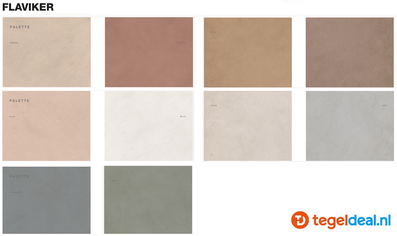 Flaviker, Palette, cementlook tegels in 10 kleuren