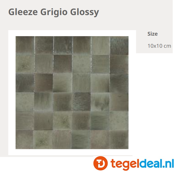 Ragno Gleeze GRIGIO, 10x10 cm, R8GP, handvorm wandtegels 