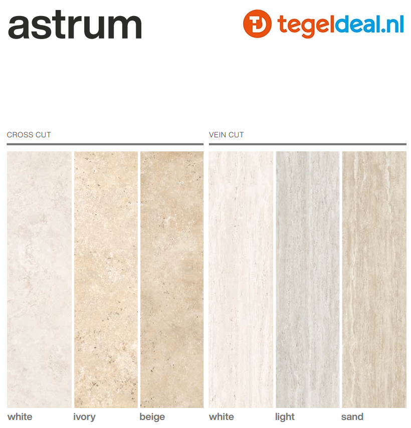 Supergres Astrum, LIGHT Vein Cut Naturale, 30x60 cm, travertin-look tegels 