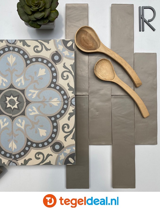 Revoir Paris, Provence GRIS TAUPE, 6,2x25 cm matte wandtegels