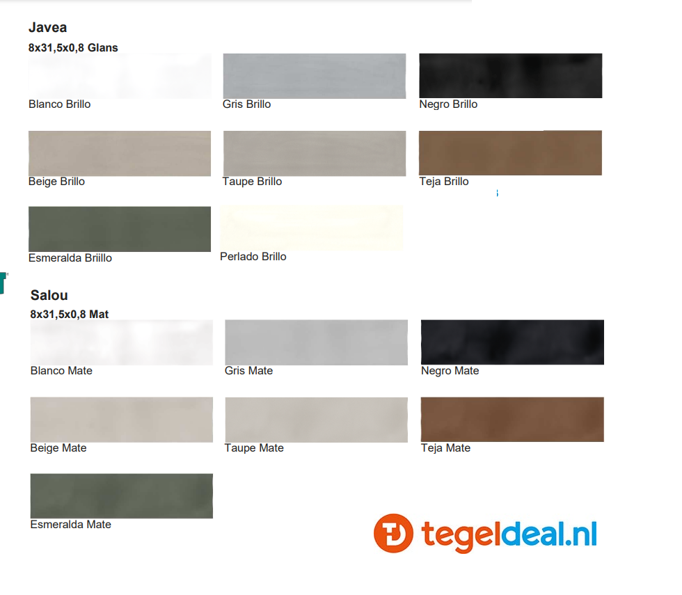 WDT Vives Javea en Salou, 8x31,5 cm in mat en glans WDT Vives Javea en Salou, 8x31,5 cm in mat en glans