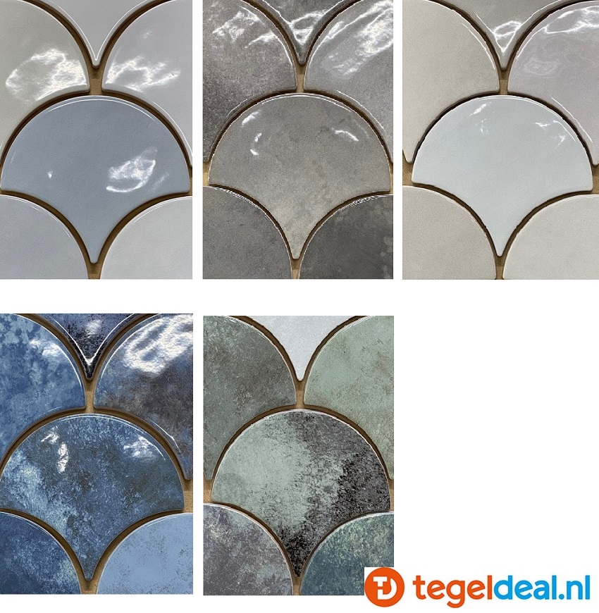 Ribesalbes, Calm Drop, Lapis, 15,2x17,2 cm, waaiervormige wandtegels