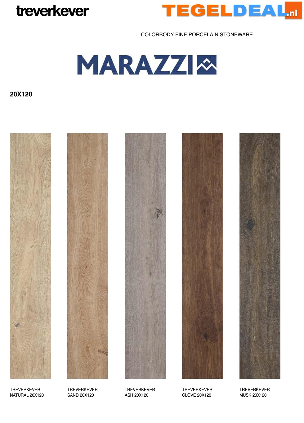 VLT Marazzi Treverkever, 20x120 cm keramische planken 