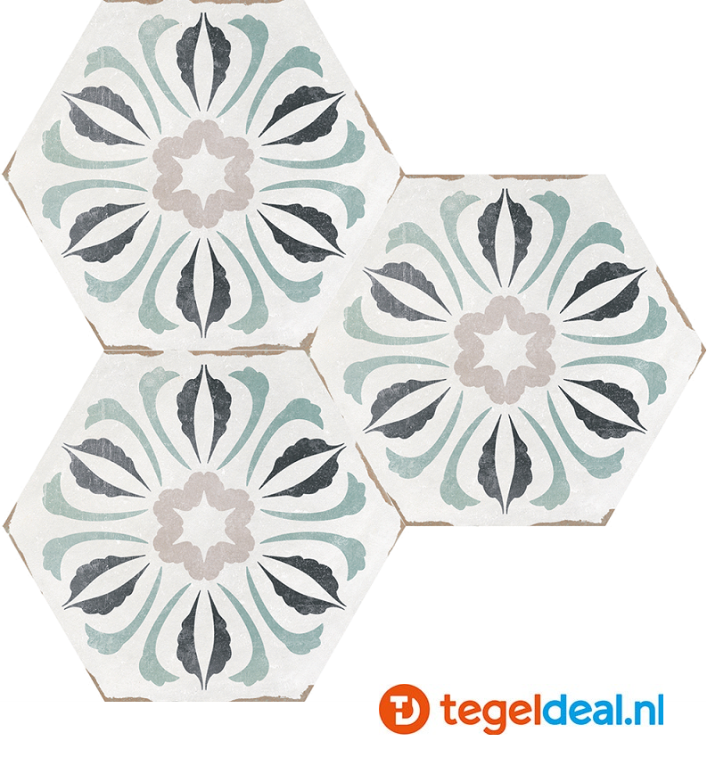 Nanda Tiles, Capri BOSA, 14x16 cm, hexagon patroontegels