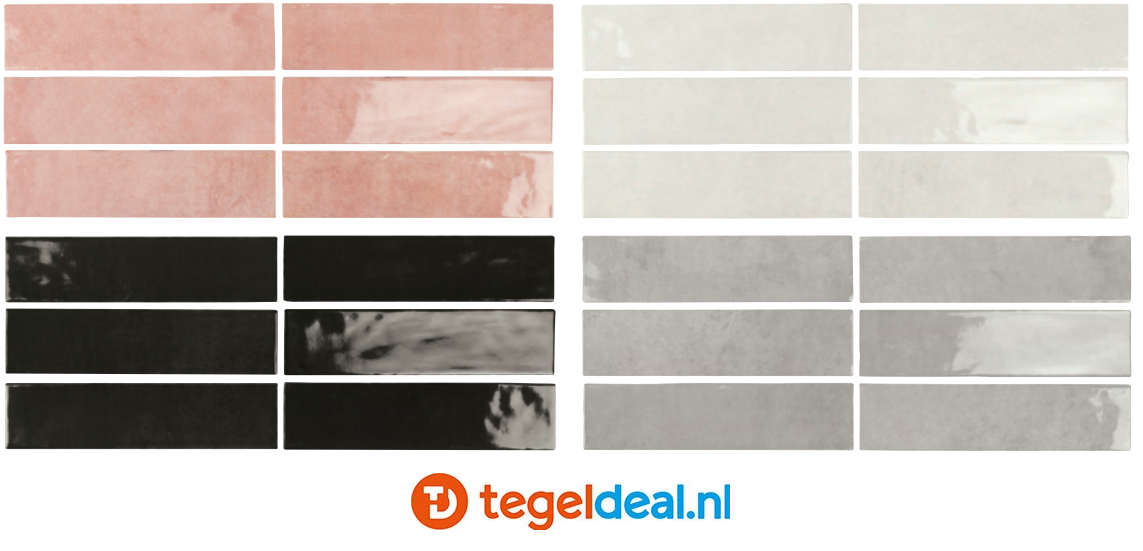 Gemstone SNOW WHITE, 7,5x30 cm, handvorm wandtegels - OP VOORRAAD