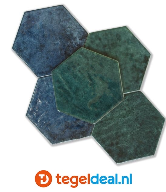 Tonalite, Esamarine, 16,2x18,5 cm, hexagon wandtegels Tonalite, Esamarine, 16,2x18,5 cm, hexagon wandtegels