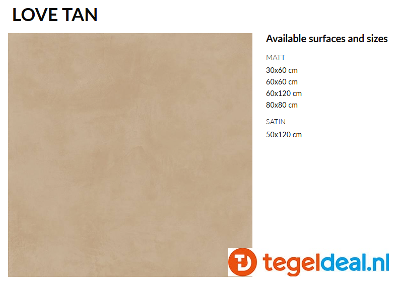 Supergres Colovers, Love TAN, 50x120 cm, wandtegels