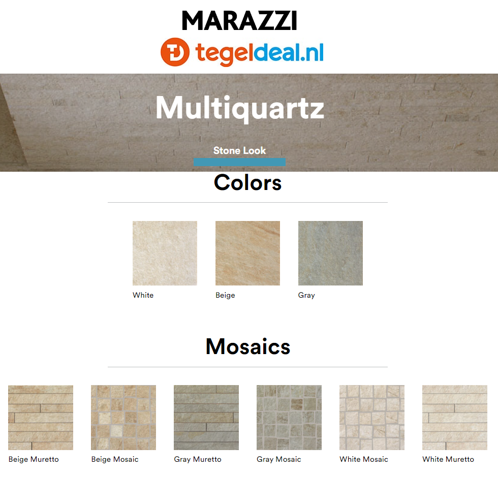 Marazzi Multiquartz, natuursteenlook tegels - 3 kleuren - 6 formaten
