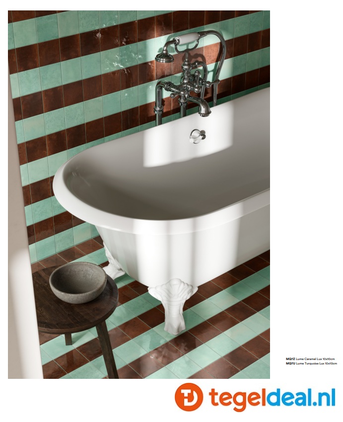 Marazzi Lume TURQUOISE, 10x10 cm 3D Dew, MQ89, wandtegels met reliëf