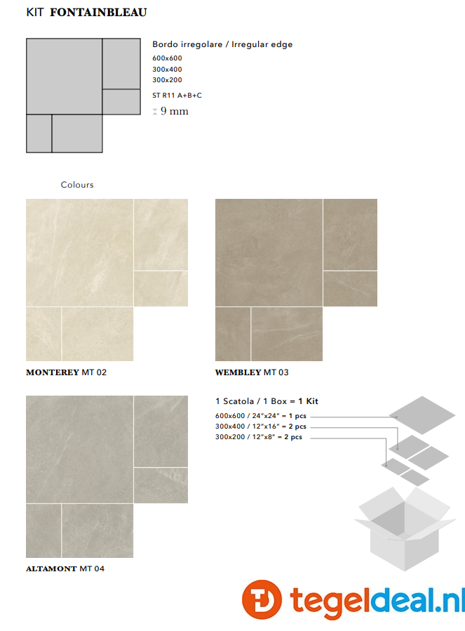 Mirage Môtley, natuursteenlook tegels voor binnen en buiten 