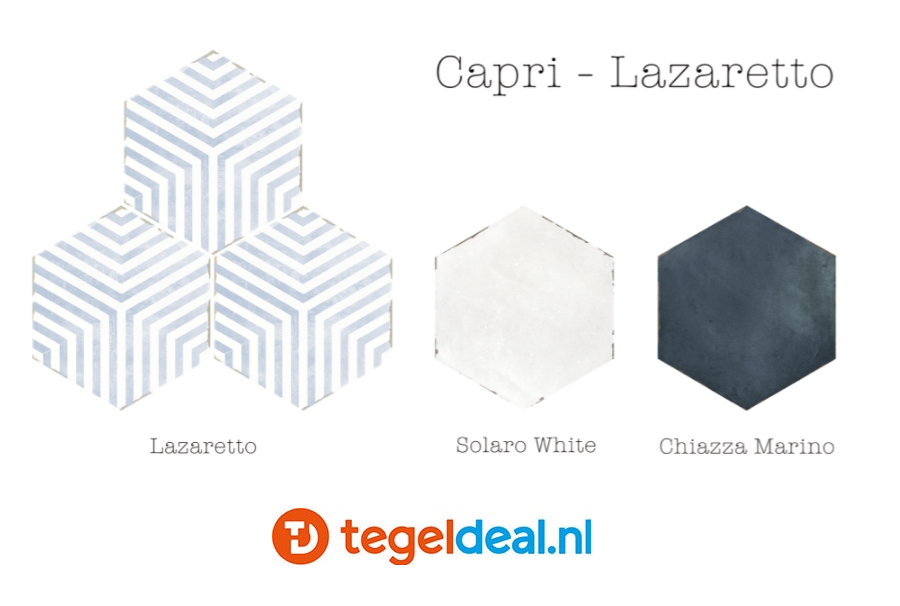 VLT en WDT Nanda Tiles, Capri CHIAZZA MARINO, 14x16 cm, hexagon