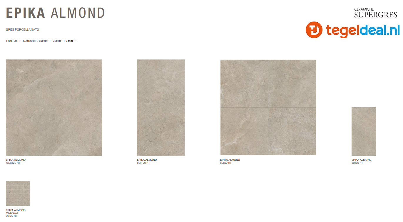 Supergres Epika Almond, 60x60 cm, KAL6 natuursteenlook tegels