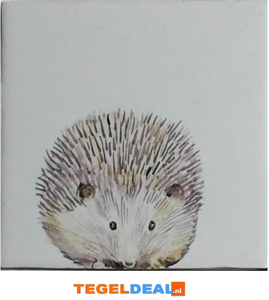 TH20-2 Volwassen egel, handbeschilderd tableau, 2 tegels / 13x13 cm TH20-2 Volwassen egel, handbeschilderd tableau, 2 tegels / 13x13 cm