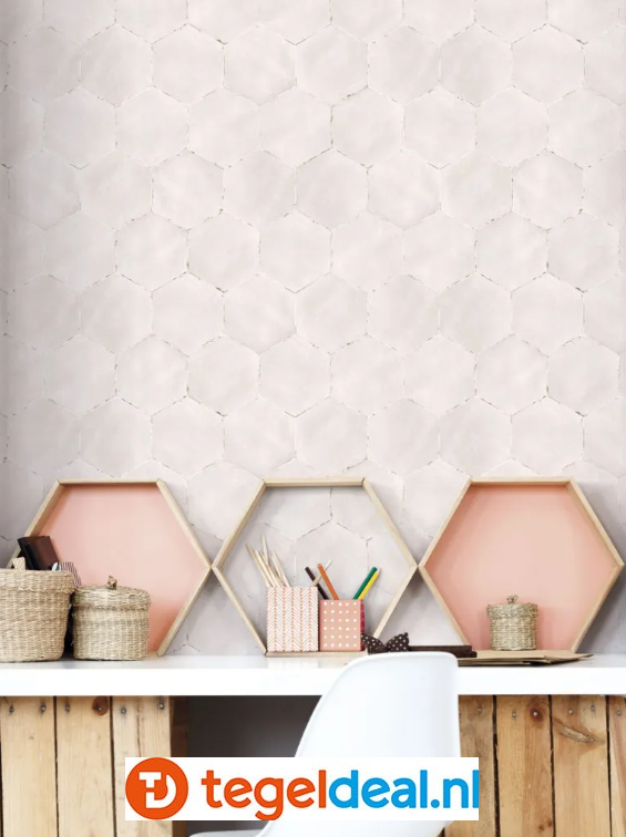 VLT en WDT Nanda Tiles, Capri OXALIS ROSE, 14x16 cm, hexagon VLT en WDT Nanda Tiles, Capri OXALIS ROSE, 14x16 cm, hexagon